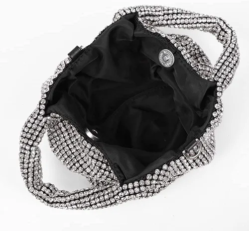 Miniatura 3 de Bolso de mano con diamantes de imitación para mujer, bolso de mano de noche para mujer, fiesta, graduación, cóctel, boda