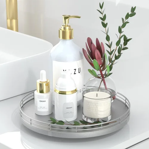 Miniatura 20 de Bandeja de baño de madera de roble de 12 pulgadas para mostrador, bandeja de tocador para perfume, loción, velas, maquillaje, joyería, fregadero