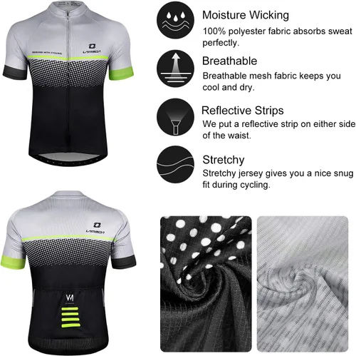 Miniatura 5 de Camiseta de ciclismo para hombre, ajustada, transpirable, de secado rápido, de alta elasticidad, camiseta de ciclismo