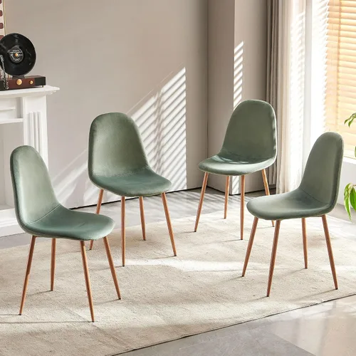 Miniatura 12 de Homedot Juego de mesa de cocina de 5 piezas para 4, mesa de comedor MDF de 47 pulgadas con grano de madera de nogal, 4 sillas tapizadas, silla