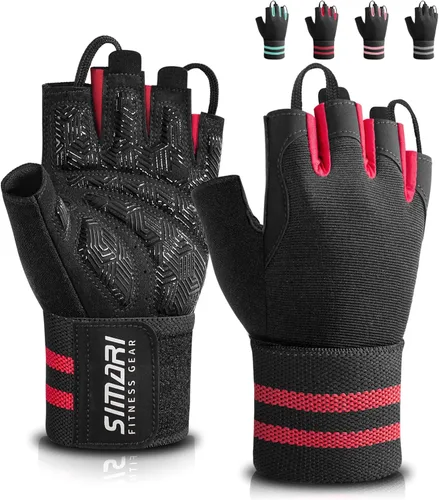 Miniatura 9 de SIMARI Guantes de gimnasio de entrenamiento para hombres y mujeres, guantes de levantamiento de pesas con soporte para muñeca, agarre de almohadilla