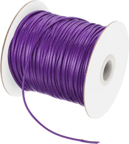 Miniatura 145 de MECCANIXITY Cordón encerado de poliéster encerado de 0.020 in, cuerda de cera de 175 yardas para hacer pulseras, collares, cuentas, joyería y Negro