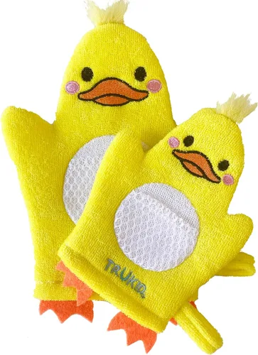 TruKid BubbleGlove, guantes de baño de esponja, marioneta de mano para niños y niños, esponja de baño y guante de toalla para bebés para niños y
