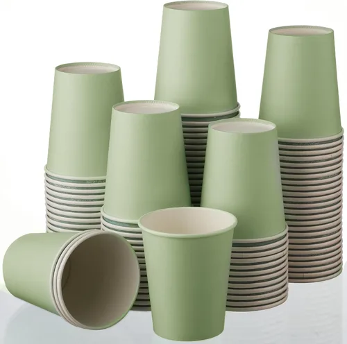 Miniatura 8 de Funtery 100 tazas de papel de color rosa claro de 9 onzas desechables taza de café rosa taza de fiesta para graduación, boda, vacaciones, picnic
