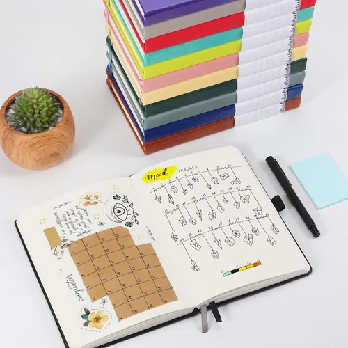 Miniatura 2 de Cuaderno de papel en blanco - 280 páginas A5 con papel en blanco de 100 g/m², papel grueso, tapa dura, cuero PU, 5.75" × 8.38" - Negro