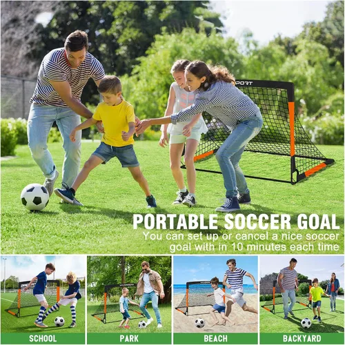 Miniatura 6 de VAVOSPORT Juego de porterías de fútbol para niños para patio trasero, 2 redes portátiles de 4 x 3 / 6 x 4 pies, mini equipo de entrenamiento