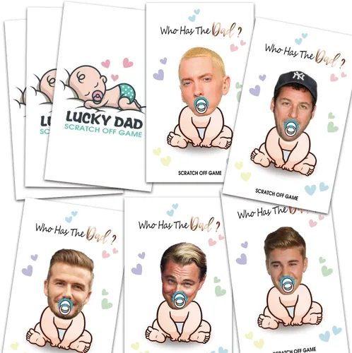 ukebobo Juegos de baby shower – Juegos de baby shower de celebridades, juego de cartas para raspar para premios de puerta, lotería, rompehielos –