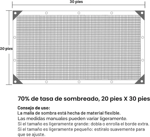 Miniatura 2 de winemana 40% tela de sombra negra, lona de malla duradera de 20 x 30 pies con ojales, malla resistente para sombra solar de jardín, sombreado