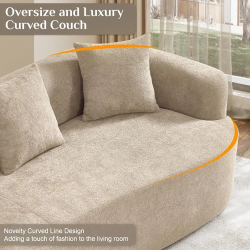 Miniatura 6 de Sofá seccional de gran tamaño de 131 pulgadas para sala de estar, moderno sofá de felpa de lujo de 4 plazas extra profundo y ancho, asiento curvado