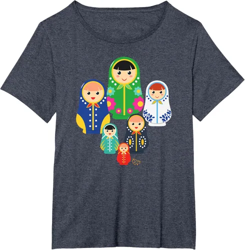Miniatura 65 de Matryoshka Russian Nesting Dolls, Rusia - Camiseta de regalo, Azul / Patchwork, S