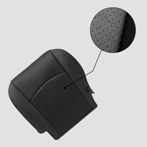 Miniatura 6 de SecosAutoparts Funda de asiento perforada de reemplazo para lado del conductor, parte inferior, de cuero negro, compatible con Dodge Ram 2500 3500