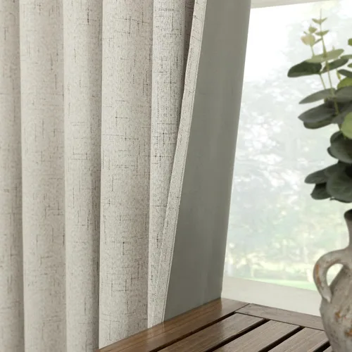 Miniatura 51 de KOUFALL - Cortinas de medio estilo francés de lino para ventana, juego de 2 cortinas cortas de 40 pulgadas de longitud, para privacidad, cortinas
