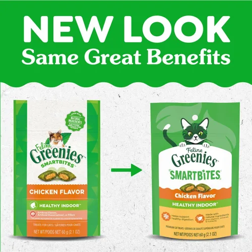 Miniatura 2 de Greenies Feline Smartbites, Receta saludable de golosinas para gatos, golosinas para gatos de interior, sabor a pollo, paquete de 2.1 onzas