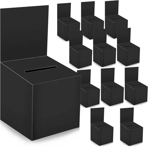 Paquete de 12 cajas de rifa Caja de donación para recaudación de fondos, cajas de votación de cartón con ranura para boleto y cabecera extraíble