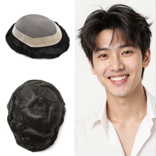 Miniatura 23 de Toupee - Sistema de reemplazo de cabello fino y duradero para hombre, piezas de cabello 100% humano para hombres, revestimiento de poliéster, unidad