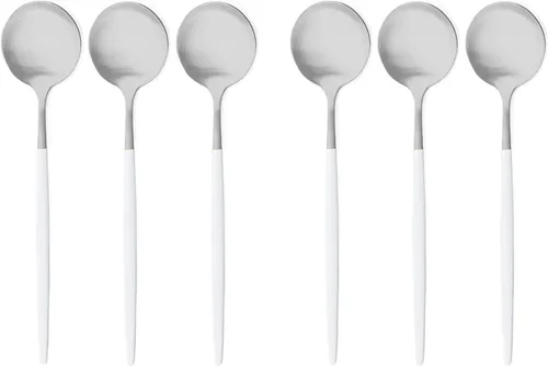Miniatura 13 de Cubiertos de plata blanca pulida mate, diseño ligero, 36 piezas de acero inoxidable, juego de cubiertos de servicio para 6, incluyendo tenedores