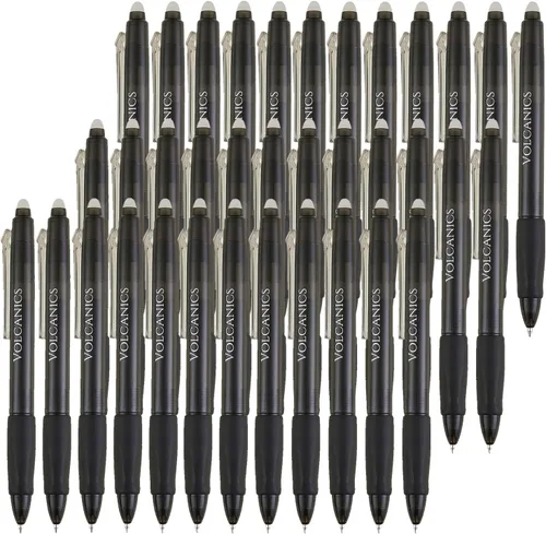 Miniatura 11 de Volcanics Bolígrafos de Gel Borrables Retráctiles Clicker - Punta de Bola de 0.7mm, Borrado por Calor con Borrador Integrado, Paquete de 12 Negro