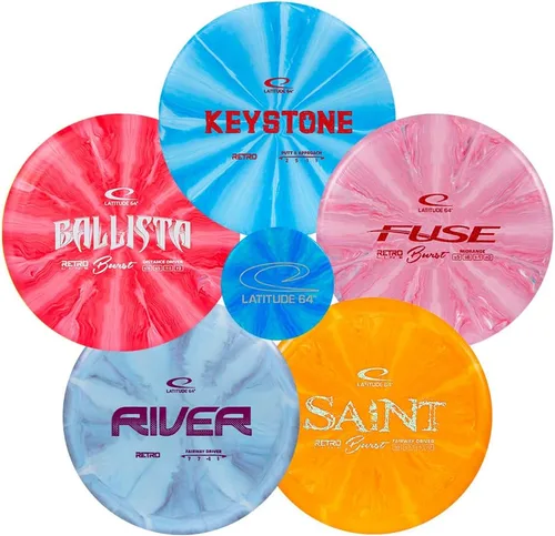 Miniatura 5 de Latitude 64 Retro Burst Disc Juego de golf, juegos al aire libre, juego de iniciación de frisbee para hombres y mujeres, conductores de River &