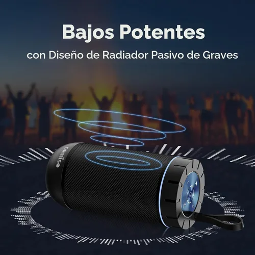 Miniatura 7 de comiso Altavoz Bluetooth, altavoz portátil impermeable IP65 con sonido estéreo HD de 360°, graves intensos, emparejamiento TWS, tiempo