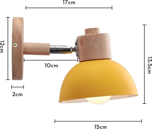 Miniatura 6 de Adjustable Scandinavian Wall Lamp E27 Lighting Fixture Retro Industrial Style for Bedroom Living Room Hallway(Amarillo,1 Pieza)