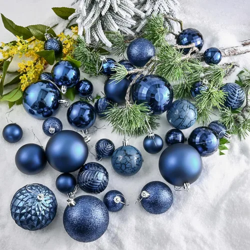 Miniatura 5 de LANGXUN 36 bolas de decoración de árbol de Navidad azul medianoche, bolas de Navidad, decoración de Navidad 2025, adornos de Navidad inastillables