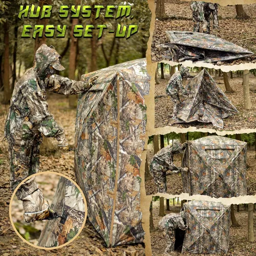 Miniatura 4 de Lenotos Hunting Blind, 2 Person Pop Up Blinds 360 Degree See Through, Portable Durable Hunting Ground Blinds for Deer & Turkey Hunting
