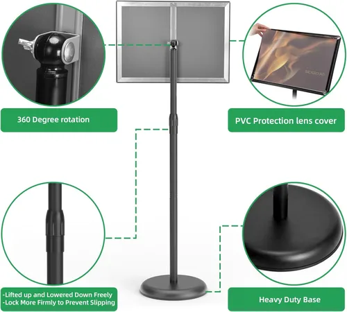 Miniatura 3 de GUOHONG Soporte de letrero resistente ajustable de 8.5 x 11 pulgadas, soporte de letrero de aluminio a presión de marco abierto, soporte para póster