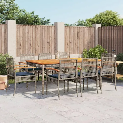 Miniatura 10 de 5-Piece Patio Dining Set Outdoor Furniture Grey Synthetic PE Rattan Modern Design for Garden, Balcony, and Porch