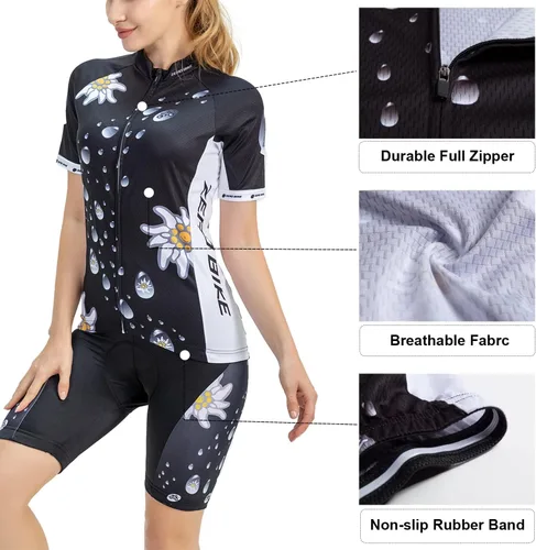 Miniatura 15 de Jersey de ciclismo para mujer, de manga corta, secado rápido, transpirable, para montaña.