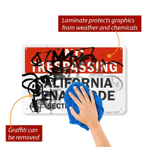 Miniatura 5 de SmartSign Letrero de metal con texto en inglés "No Trespassing - California Penal Code, Section 602 (L)" de 12 x 18 pulgadas, aluminio laminado a