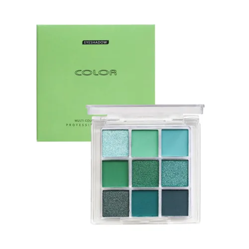 Miniatura 9 de Paleta de sombras de ojos de 9 colores negro ahumado mate con purpurina, sombra de ojos duradera impermeable para niñas y mujeres