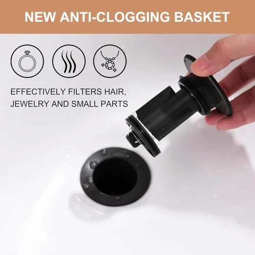 Miniatura 7 de KENES Desagüe Pop Up de Bronce Frotado con Aceite para Lavabo Vessel de Baño, Tapón de Desagüe para Lavabo de Tocador, Ensamblaje de Desagüe