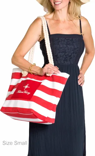 Miniatura 3 de Fishers Finery Heavy Canvas Striped Beach Bag with Rope Handle Multi Sizes