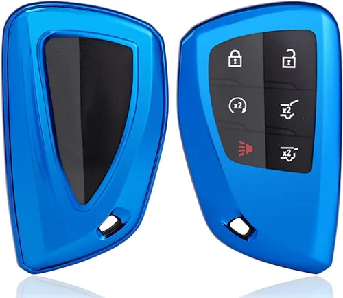 Horande Funda protectora de TPU suave para llavero para GMC Yukon Chevy Suburban Tahoe Buick 2021 2022 (azul)