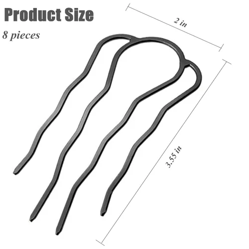 Miniatura 4 de 8 Piezas Peines Laterales, Pasadores de Clip de Horquilla de Metal para Moños, 4 Puntas Updo Palillos en Forma de U para Accesorios de Herramientas