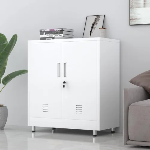 Miniatura 2 de JINGUR Armario de almacenamiento de metal con puertas de bloqueo y estante ajustable, pequeño aparador con cerradura para oficina en casa, pasillo