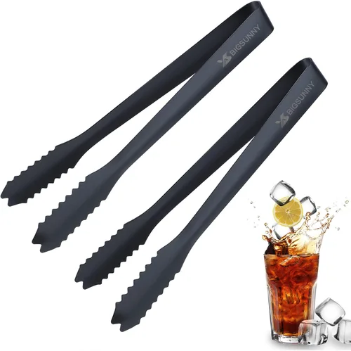 MSY BIGSUNNY Pinzas de hielo de 7 pulgadas para cubo de hielo, pinzas pequeñas de acero inoxidable grueso, pinzas de metal pulido espejo (juego de
