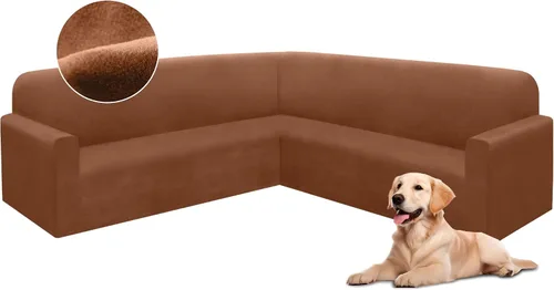 Miniatura 79 de HDCAXKJ Fundas de sofá seccional de esquina de terciopelo elástico en forma de L, juego de fundas deslizantes suaves y gruesas en forma de U