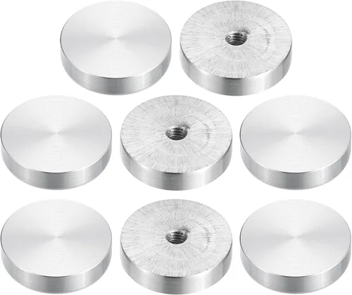 Miniatura 25 de uxcell M6 Rosca 0.787 in de diámetro de forma redonda de aluminio disco hardware 1pcs, aluminio círculo disco vidrio adaptador superior para mesa