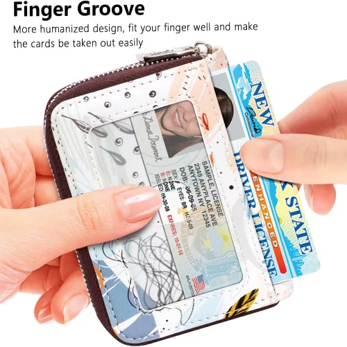 Miniatura 2 de FurArt Cartera con Cremallera para Mujeres, Cartera con Bloqueo RFID para Tarjetas de Crédito, Portador de Tarjetas de Presentación, Cartera Llavero