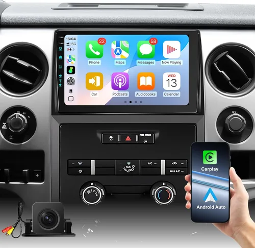 Radio de coche de 9 pulgadas, actualización estéreo Android 13 para F150 2009-2012 con CarPlay Android Auto 1080P cámara de respaldo/BT5.4 ((4Ram 64