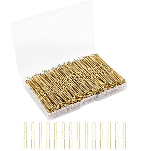 Miniatura 8 de Horquillas para el cabello en forma de U, 200 unidades de horquillas onduladas para mujeres y niñas con caja para peinados franceses, pinzas