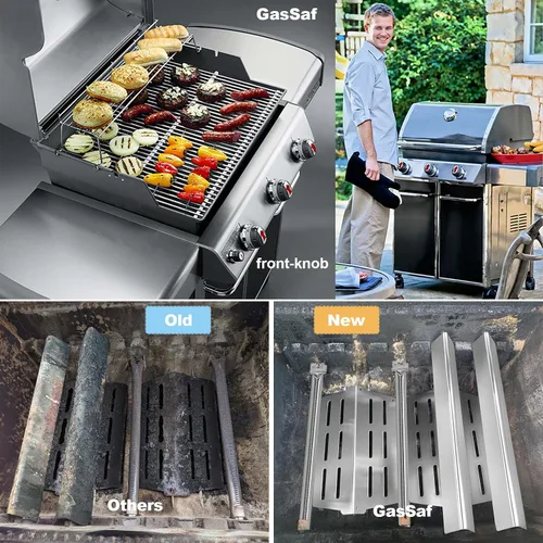 Miniatura 4 de GasSaf Barras aromatizantes de 17.5 pulgadas para Weber Genesis 300 E310 E20 E330, barras aromatizantes 7620 7621 para parrillas Weber Genesis 300