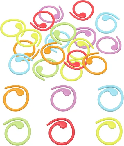 PATIKIL Marcadores de punto de ganchillo coloridos, paquete de 30 marcadores de punto de metal con bloqueo en espiral para coser ganchillo bricolaje