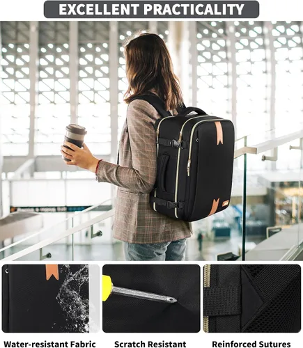 Miniatura 6 de Mochila de viaje para mujeres y hombres, mochila de transporte de 17.3 x 13.4 x 7.9 pulgadas, aprobada por la TSA, resistente al agua, mochilas