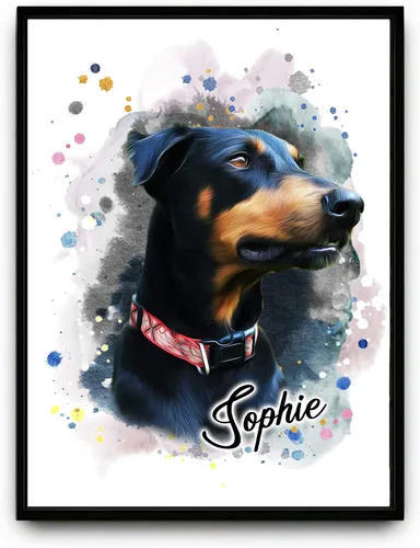 Miniatura 8 de Pintura de acuarela personalizada con retrato de perro y gato, impresiones en lienzo enmarcadas con tus fotos, arte de pared para decoración