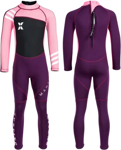 Traje de neopreno completo para niños de 0.098 pulgadas (0.098 in), protección UV, mantiene el calor, trajes de neopreno de manga larga para Rosa y