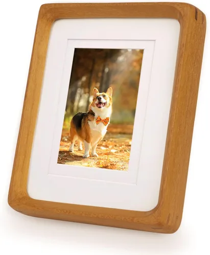 Miniatura 13 de Marcos de fotos de madera natural inspirados en el marco de fotos de mesa con paspartú blanco, pantalla vertical u horizontal