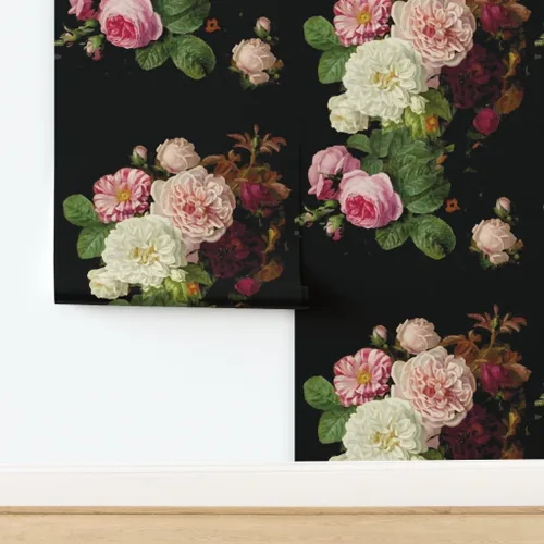 Miniatura 4 de Spoonflower Papel tapiz autoadhesivo para despegar y pegar, rosas oscuras, diseño floral, vintage, tamaño mediano, grande, extraíble, personalizable