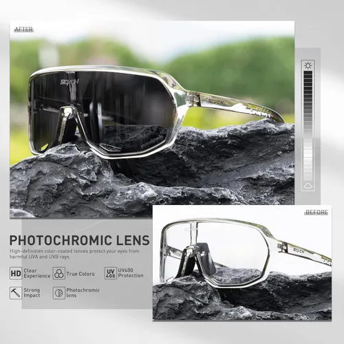 Miniatura 3 de SCVCN Photochromic Cycling Glasses Men Women Clear Sports Sunglasses UV400 Protection for Cycling Running Baseball mtb S63 A15 Fotocrómico